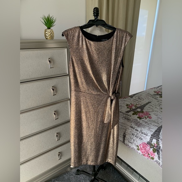 Tahari ASL NWT Bronze /Black Dress size 10P - Picture 3 of 10
